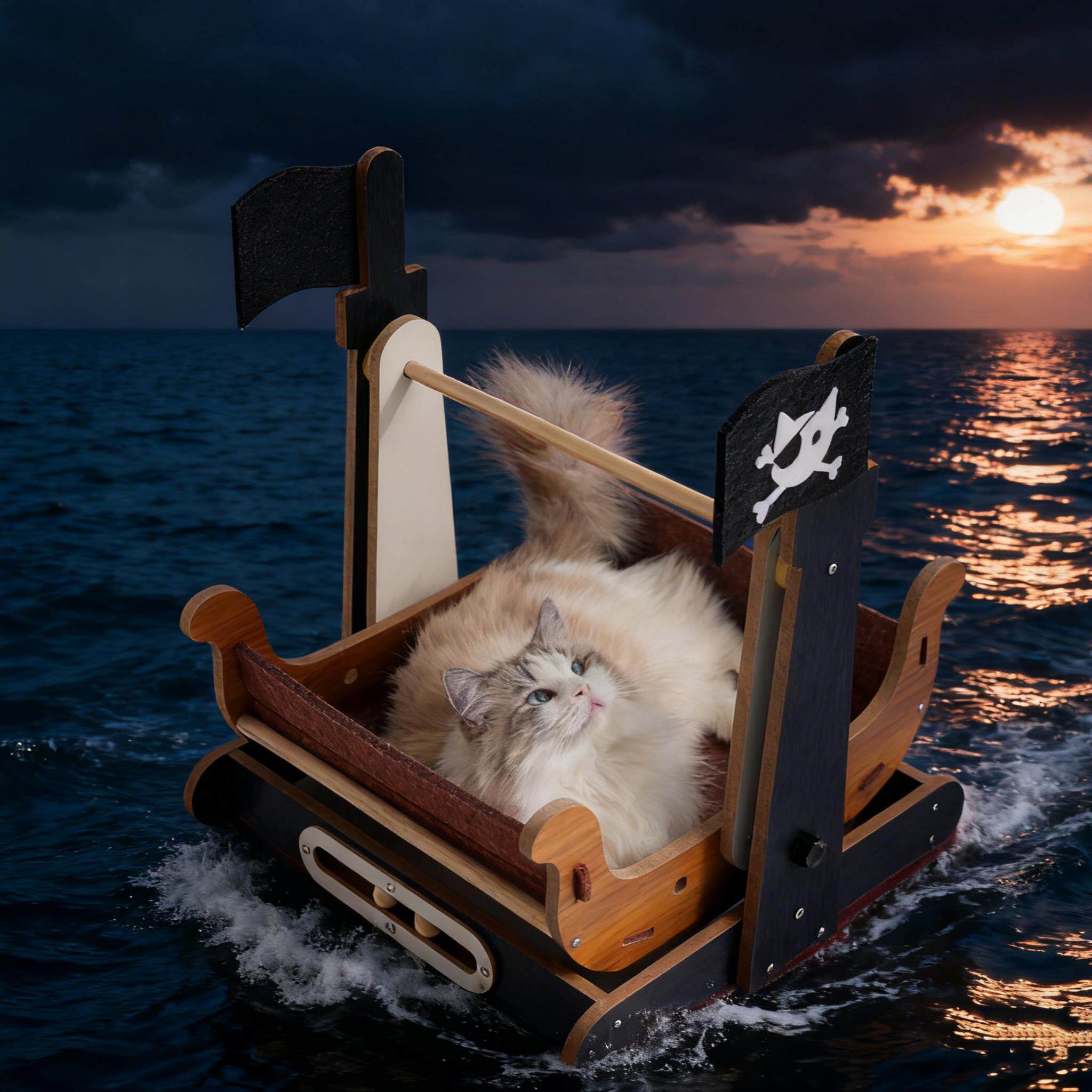 海盗船猫窝宠物躺椅立式猫咪床荡秋千摇篮毛毡布创意大摆锤猫沙发