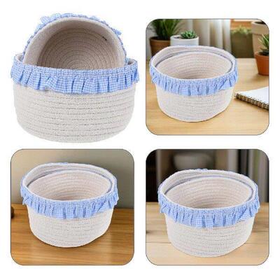 2pcs Woven Storage Basket Cotton Rope Handwoven Cloth