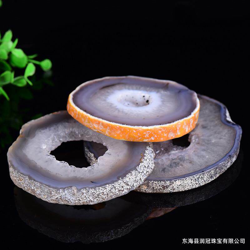 跨境热销天然玛瑙片 玛瑙风景片 玛瑙片杯垫 原石抛光玛瑙片摆件