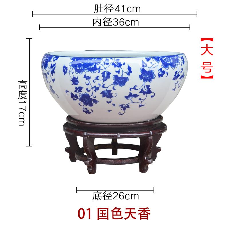 新景德镇陶瓷缸金鱼缸厅小型养鱼盆乌客龟缸水缸陶瓷陆水缸鱼养鱼