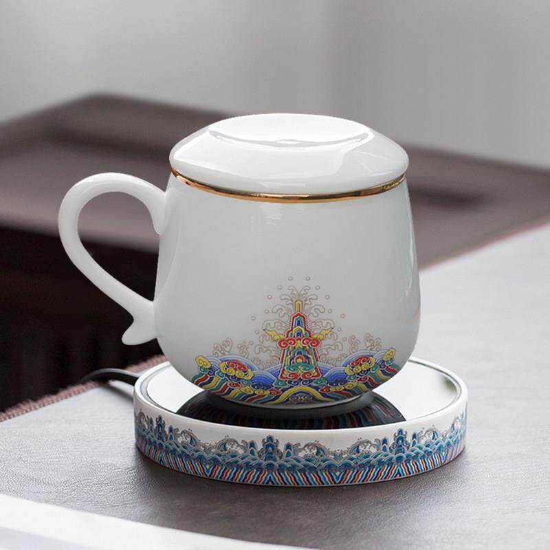 陶瓷茶水分离杯恒温杯垫可控智能水杯茶杯保温垫加热底座发热暖杯