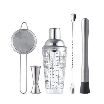 5pcs Stainless Steel Cocktail mixer 400ml glass shirk cup