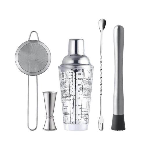 5pcs Stainless Steel Cocktail mixer 400ml glass shirk cup
