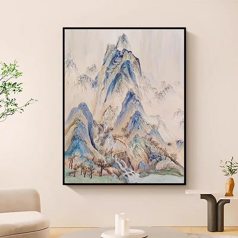 新中式千里江山挂画抽象日出山水风景客厅酒店样板间好寓意装饰画