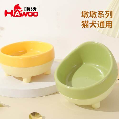 大口径宠物猫碗护颈斜口猫盆可爱墩墩碗猫咪食盆宠物食具狗盆狗碗