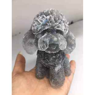 高档好记水石晶滴胶碎泰狗摆件紫水晶黄水晶超七迪蓝晶m粉水晶10c