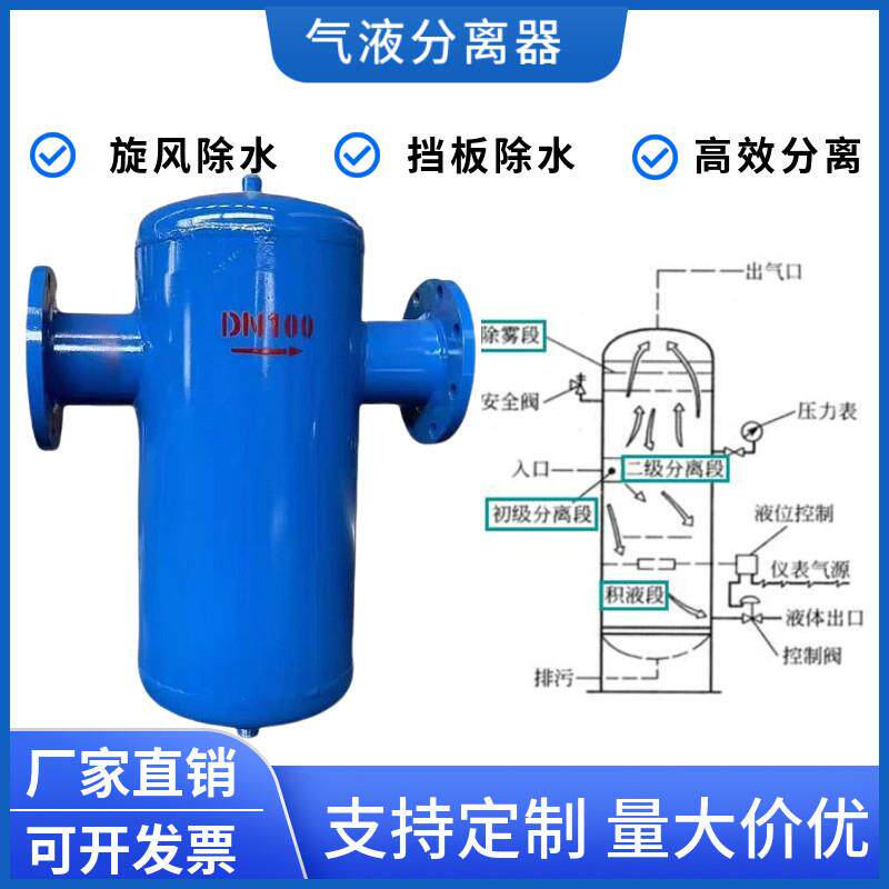 不锈钢碳钢旋风挡板式汽水分离器蒸汽冷凝水矿瓦斯气液分离排水器