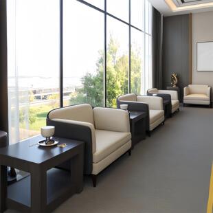 办公室接待会客单人沙发椅酒店会议室商务贵宾洽谈区沙发茶几组合