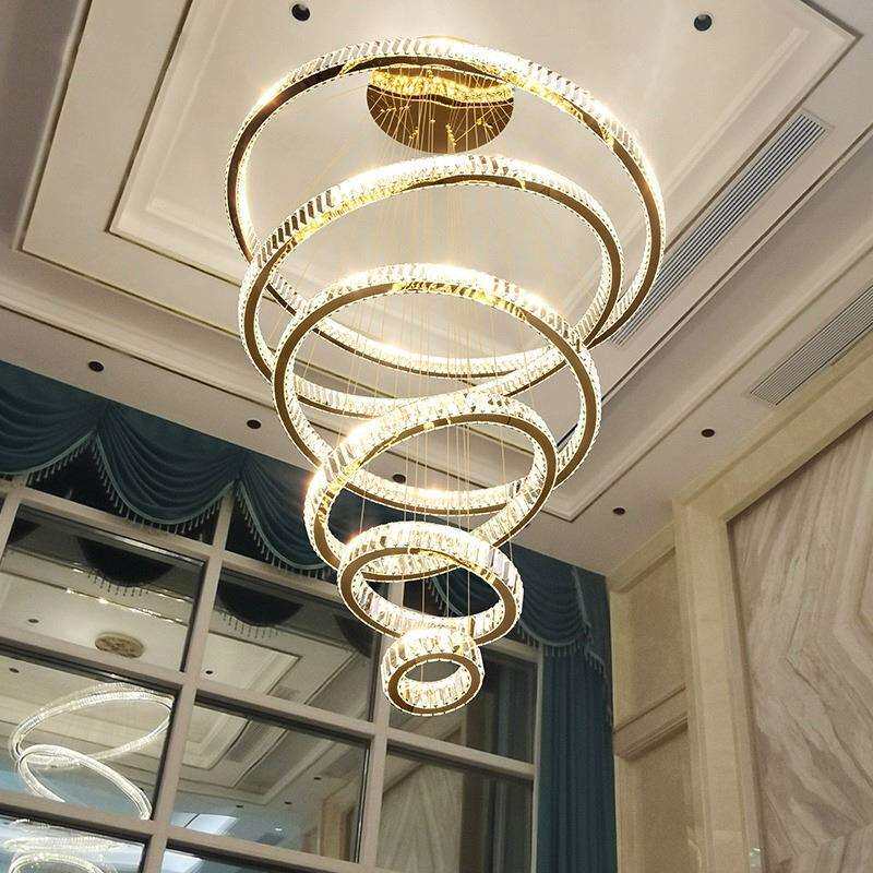 轻奢挑空客厅灯楼梯灯长吊灯简约现代大气自建房别墅复式楼大吊灯