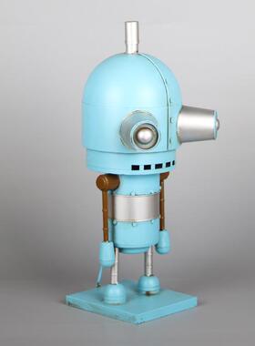 饰仿真小蓝人器人模型铁机具皮工艺品创意酒吧橱551窗陈列道装品