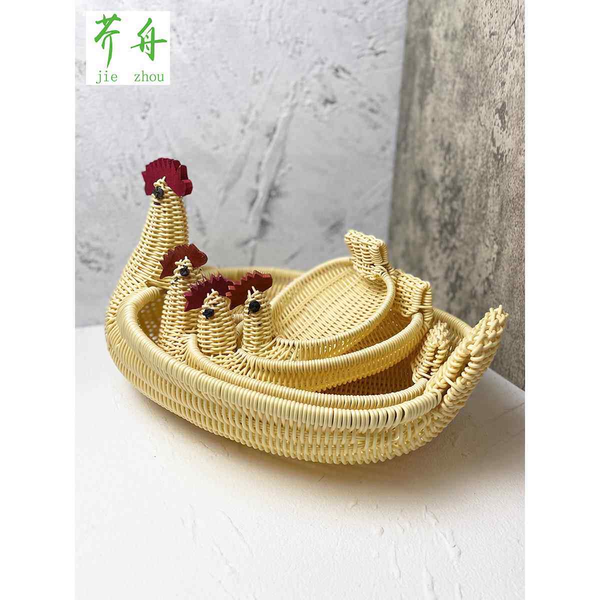 柳条编织箩筐竹编筐点心篮收纳筐鸡蛋篓手工托盘动物果篮创意餐具