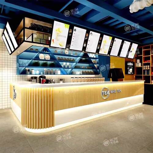 定制奶茶店吧台收银台台球室转角前台炸鸡汉堡水吧咖啡厅厅拐角定