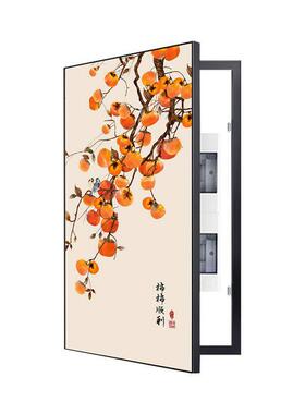中式玄关入户配电箱大尺寸电表箱装饰新画竖款强弱电箱装饰画遮挡