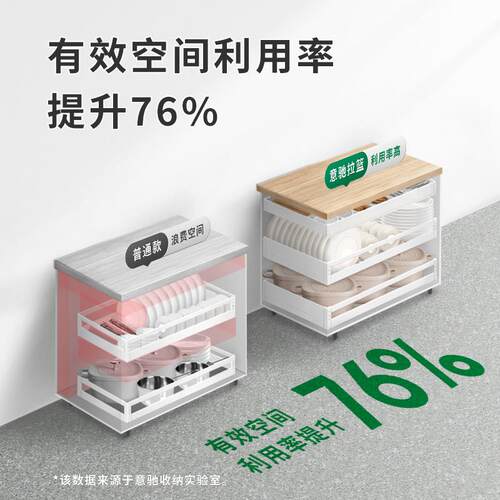 拉84pro碗碟篮拉篮厨房橱柜30不锈钢抽屉式双层碗篮调味F76JT5MSL