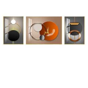 奢轻装 墙几何灯光 饰画画现代三联抽象沙发挂画客厅2022简约背景款