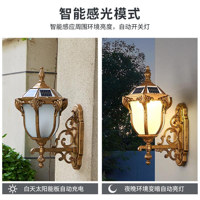户外壁灯欧式太别阳能室外大门灯墅台庭院露柱子水接电花蝴蝶壁墙