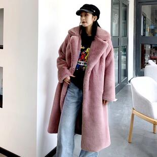 Extended plus size women's coat imitating rabbit fur for
