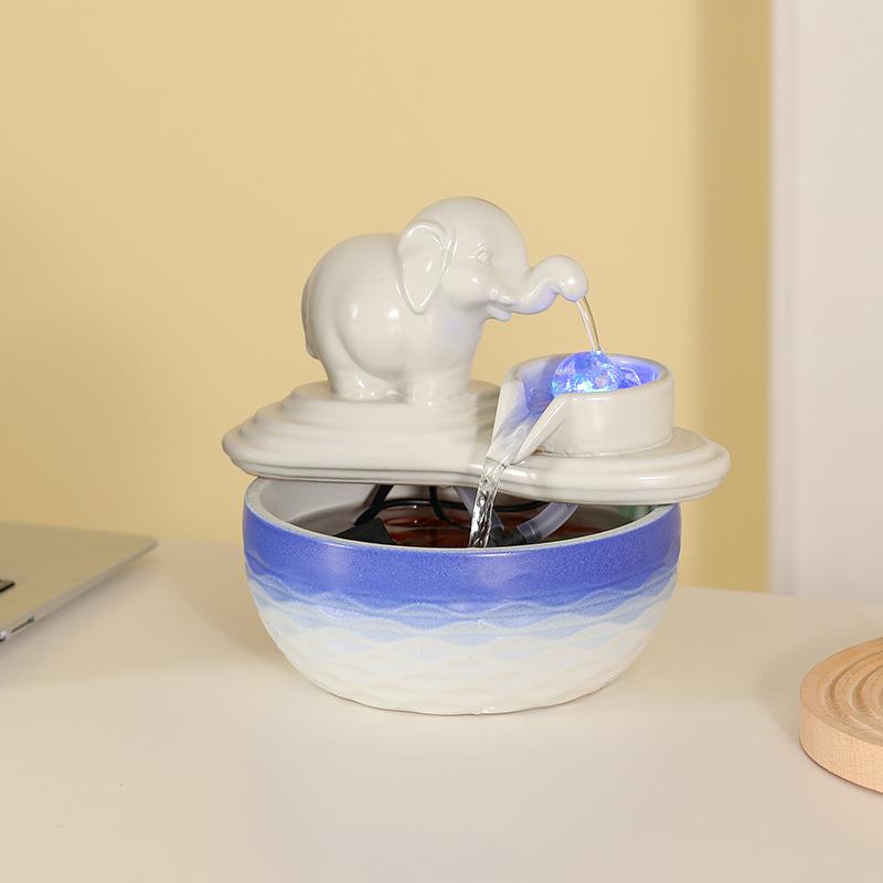 可加LOGO大象流水摆件招财客厅流水喷泉轻奢现代桌面家居装饰品