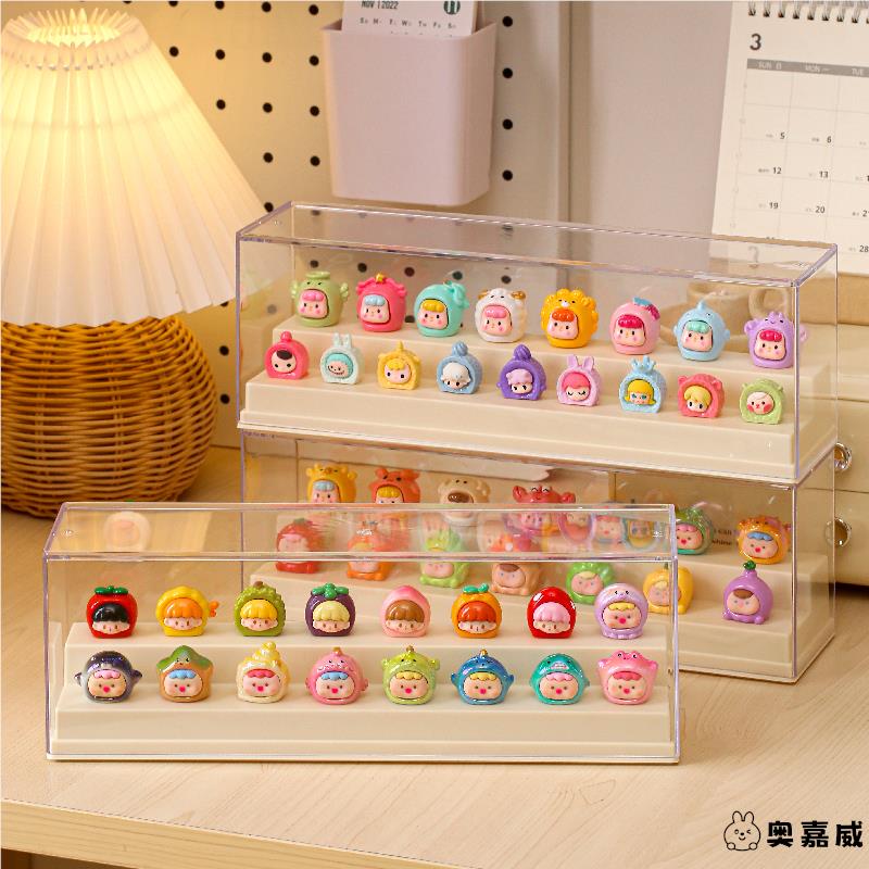 萌粒展示盒迷你手办展示架透明泡泡马特小摆