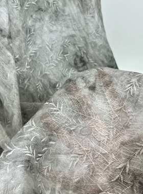 M-397A树叶提花印花面料-新中式-春夏面料-植物纤维-吸湿透气薄款