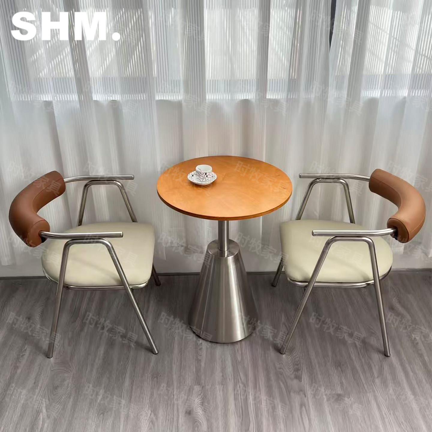 网红咖啡奶茶店桌椅组合烘焙甜品店海洋板方桌餐饮店韩式桌椅商用