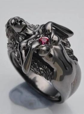 「我把心掏出来给你」艺术裸女戒指独特小众原创设计创意食指环