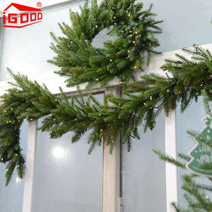 饰家用 igood圣诞节180cm环保藤条门挂diy发光装 酒店橱窗圣诞挂饰