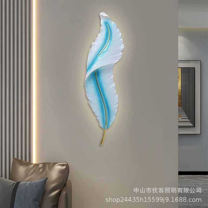 北欧创意羽毛壁灯背景墙格栅装饰玄关走廊客厅艺术氛围灯挂画装饰