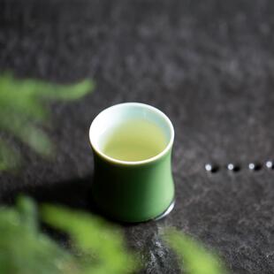 山水间青竹品茗杯景德镇陶瓷手工小茶杯竹节杯创意主人杯中式酒杯