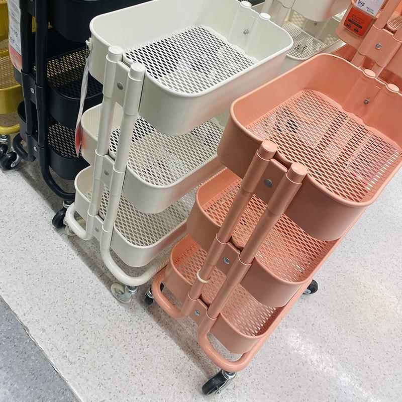 小推车置物架家用落地多层婴儿用品收纳客厅厨房移动美容院收纳架