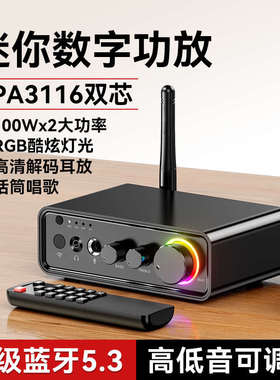 家用迷你200W功放机TPA3116x2发烧级双声道数字功率放大器蓝牙5.3