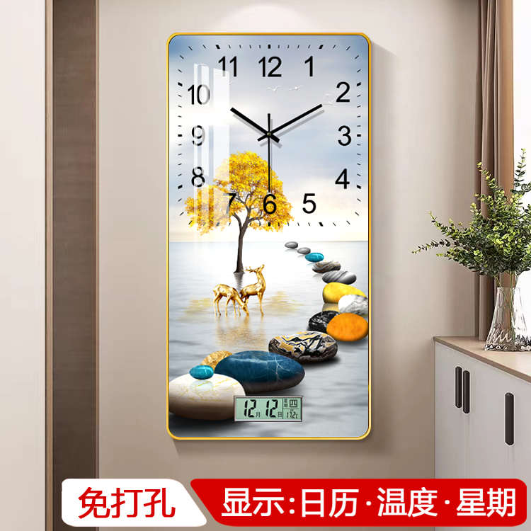 现代简约钟表挂钟客厅时尚静音家用2025新款网红时钟挂墙表带日历
