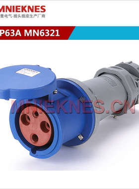 3孔63A连接器工业插座母插头 MNIEKNES国曼电气MN6321 220V 2P+E