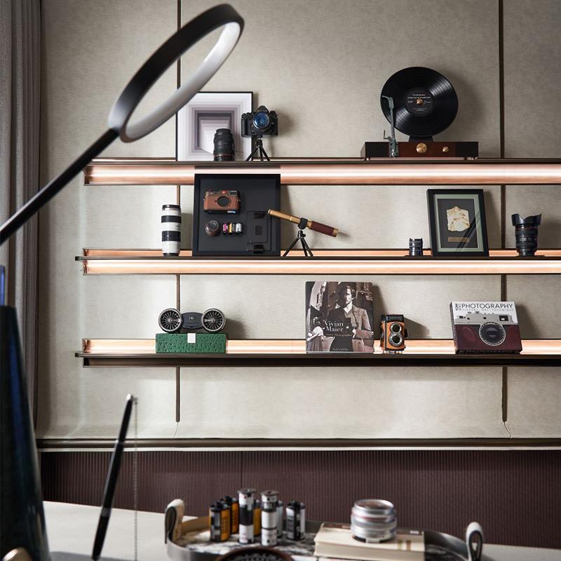 橱柜展厅模型意式北欧主题软装书架样板间摆件书房装饰柜相机饰品