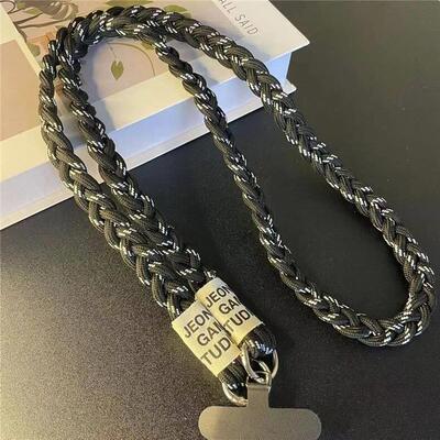 Durable Three-Strand Braided Mobile Phone Lanyard Long Cross