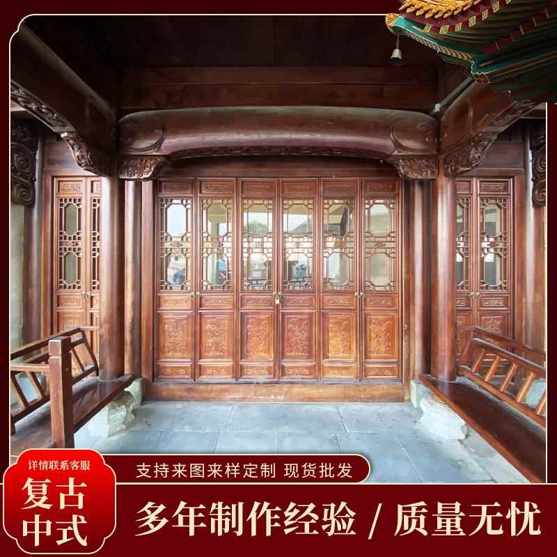 新中式实木仿古门窗 镂空花格隔断屏风 古典艺术装饰背景复古门窗