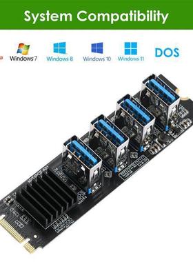 1个 黑色 PCB，金属 M.2 NVME KEY-M转4口PCI-E转接卡插槽一拖四U