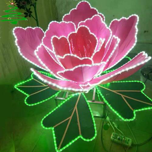 LED动态荷花灯户外防雨亚克力园林景区仿真发光荷花造型灯景观灯