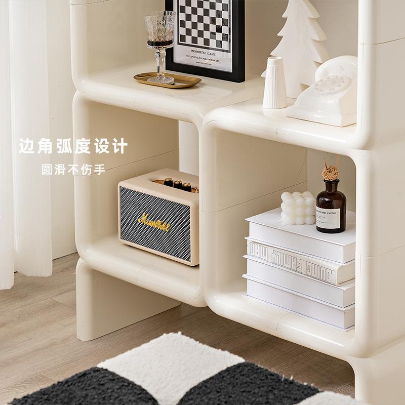 代简约收纳书架柜中古现置1019物架列网红用家拼接陈架奶油风收纳