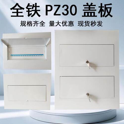 PZ30配电箱全铁盖板明暗装带锁强电回路箱白色面板全金属消防盖子