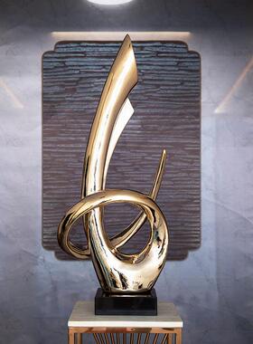 办公室摆件大号创意雕塑家居客厅玄关树脂电镀工艺品简约装饰品