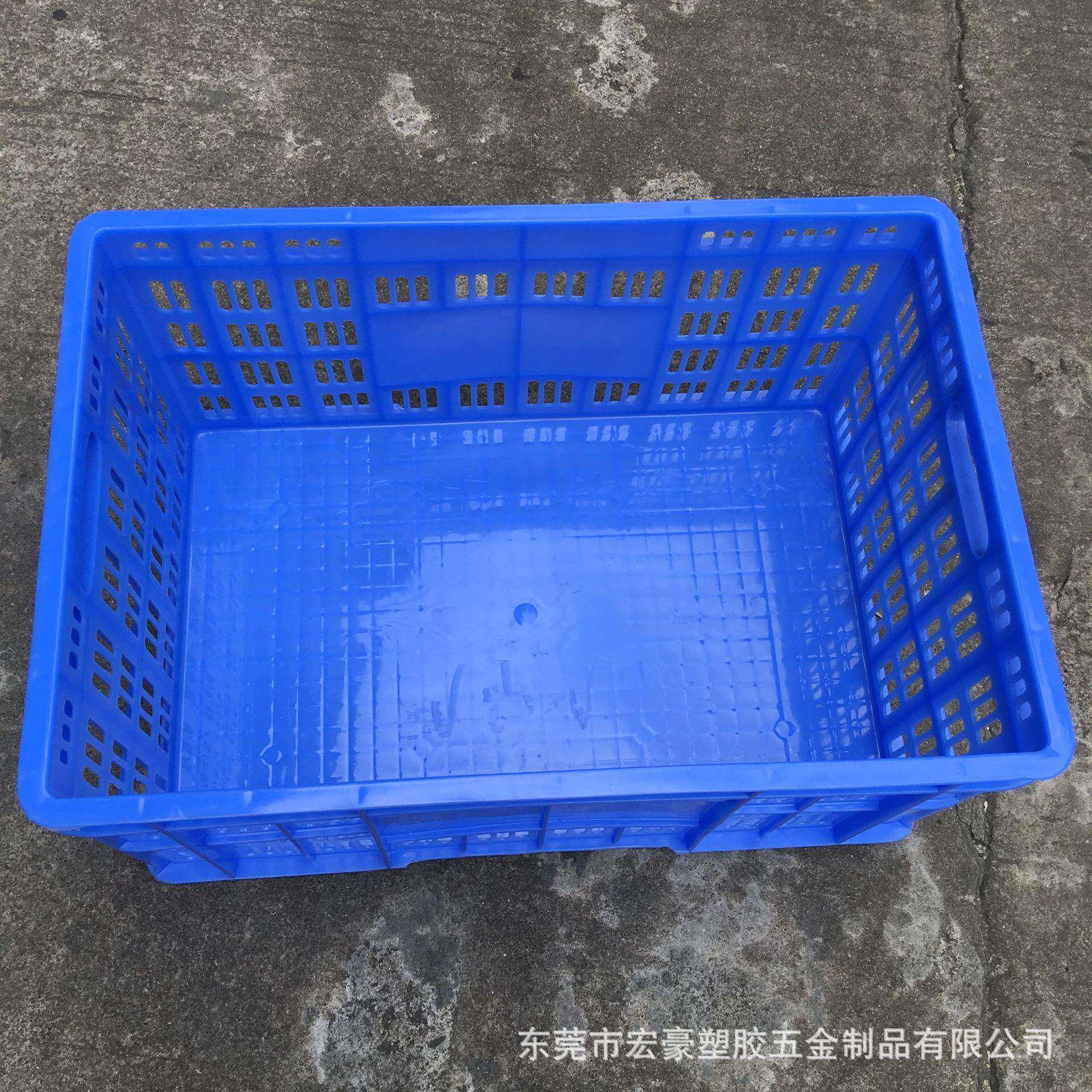 平实底镂空塑料箩筐560*375*262mm全新料水果蔬菜中转配送周转箩 - 实物图