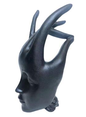 客厅家居装饰品手指摆件树脂工艺品电视柜桌面人物人脸摆饰雕像