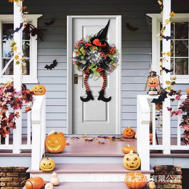 纵鸿万圣节女巫腿花环巫婆帽蜘蛛花圈前门装饰室内外节日挂饰,节庆用品/礼品,吊顶纱幔,淘宝优惠券,粉丝福利购,淘宝优惠卷