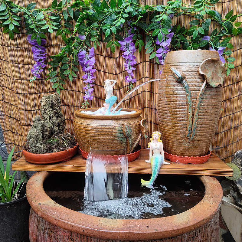 古法鱼缸庭院生态缸瀑布流水陶罐循环流水造景冲氧过滤摆件,家居饰品,流水摆件,淘宝优惠券,粉丝福利购,淘宝优惠卷