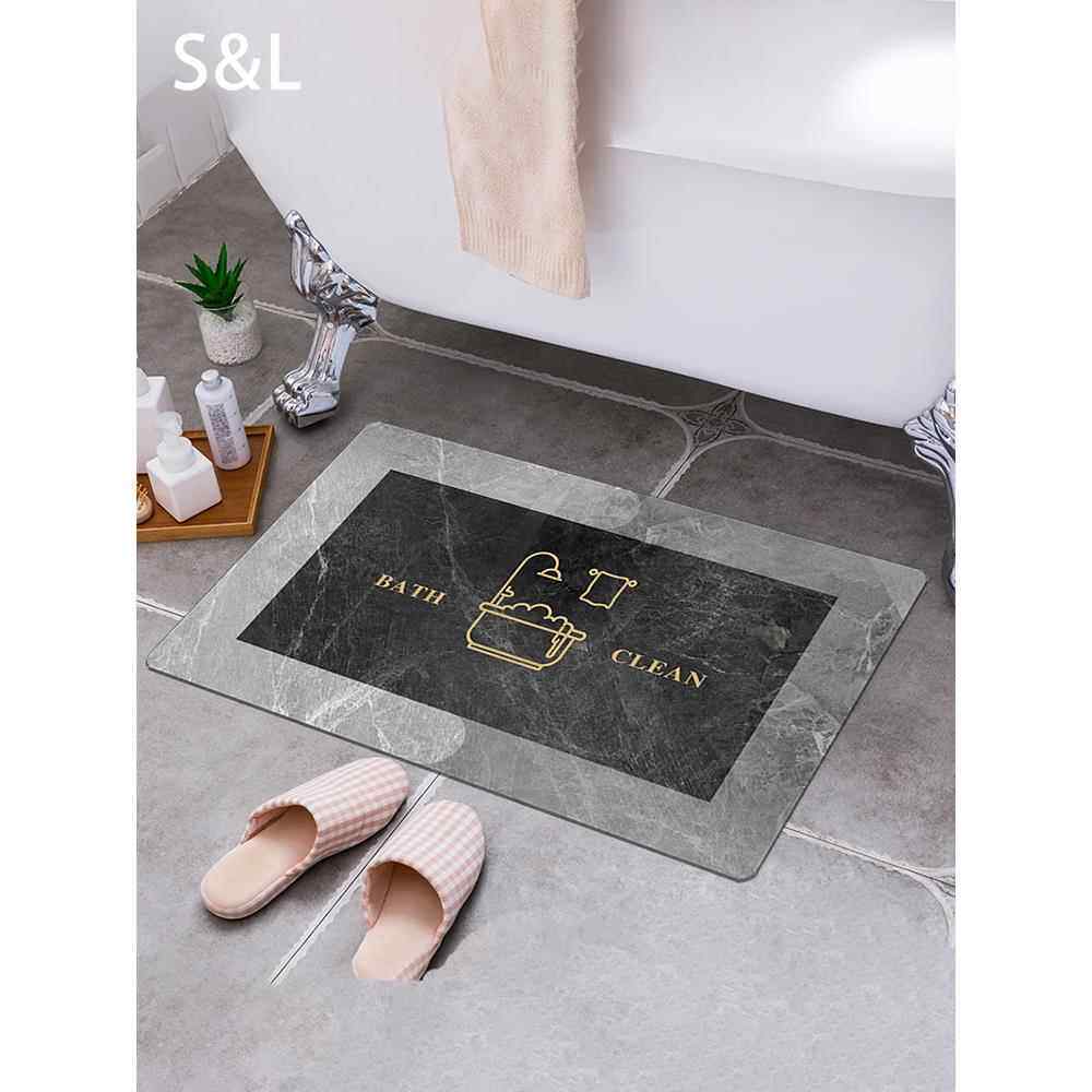 浴室地垫硅藻泥防滑吸水厨房门垫吸油耐脏防油易打理冲洗免洗地毯