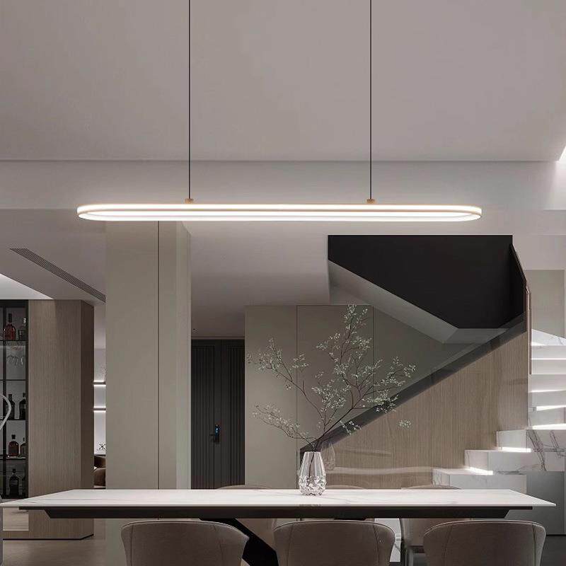 极简餐厅吊灯北欧厨房智能长条餐桌灯现代简约饭厅吧台吊灯可调光