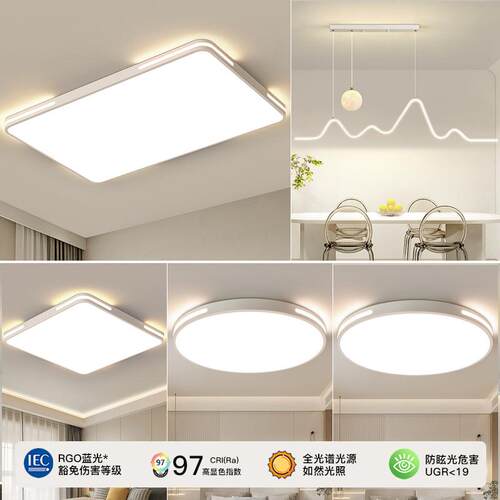 2厅025年新款客灯现代简约大气吸超220薄lde顶灯长方形家用大厅灯