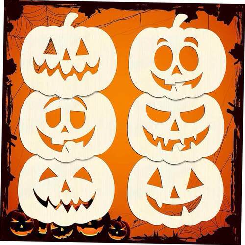Halloween Pumpkin Head Hollow Laser Cut Wood Harvest Festiva