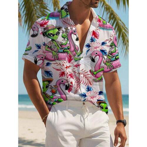 I 16355 Gradient print Hawaiian men's shirt 渐变印花夏威夷